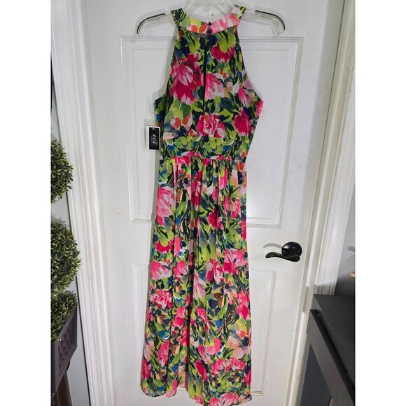 ECI New York Womens Multicolor Floral Halter Maxi Dress Sleeveless Size 4 NWT - Picture 4 of 11